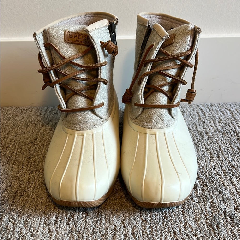 Sperry Cream Waterproof Duck Boots